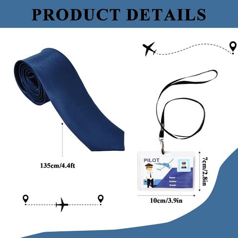 طقم قبعة كابتن طيار الطيران مجموعة إكسسوارات زي الطيار للرجال والكبار وربطة أجنحة وحفلات الهالوين التنكرية in Saudi Arabia