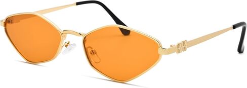 Retro Small Sunglasses for Women Men - 2025 Trendy 90s Metal Frame Sun Glasses Gold Frame Narrow Shades in Saudi Arabia