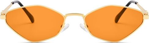 Retro Small Sunglasses for Women Men - 2025 Trendy 90s Metal Frame Sun Glasses Gold Frame Narrow Shades in Saudi Arabia