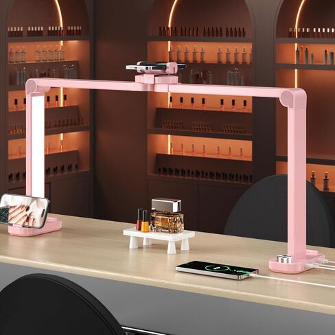 Nail Light for Desk,34 Inch 48W Half Moon Light-Adjustable 3000K-6000K Color Temp, 0-100% Brightness,Nails lamp with Phone Stand,for Nails Art,Tattoo,Eyebrow,Beauty,Reading,Salon in Saudi Arabia