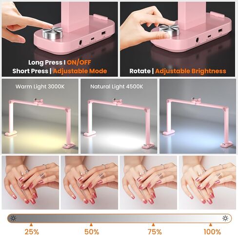 Nail Light for Desk,34 Inch 48W Half Moon Light-Adjustable 3000K-6000K Color Temp, 0-100% Brightness,Nails lamp with Phone Stand,for Nails Art,Tattoo,Eyebrow,Beauty,Reading,Salon in Saudi Arabia
