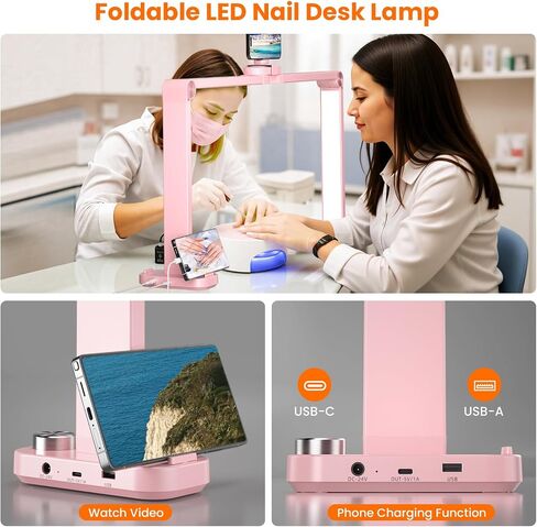 Nail Light for Desk,34 Inch 48W Half Moon Light-Adjustable 3000K-6000K Color Temp, 0-100% Brightness,Nails lamp with Phone Stand,for Nails Art,Tattoo,Eyebrow,Beauty,Reading,Salon in Saudi Arabia