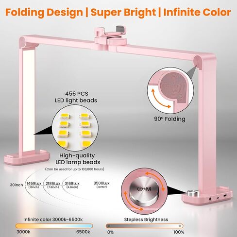 Nail Light for Desk,34 Inch 48W Half Moon Light-Adjustable 3000K-6000K Color Temp, 0-100% Brightness,Nails lamp with Phone Stand,for Nails Art,Tattoo,Eyebrow,Beauty,Reading,Salon in Saudi Arabia