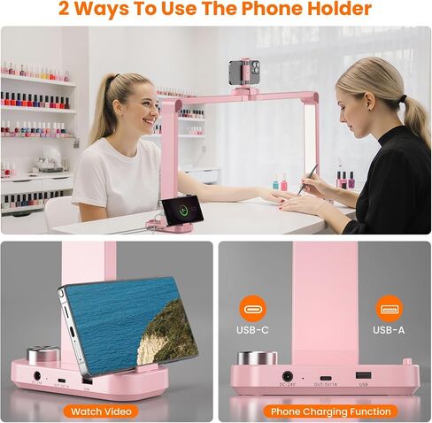Nail Light for Desk,34 Inch 48W Half Moon Light-Adjustable 3000K-6000K Color Temp, 0-100% Brightness,Nails lamp with Phone Stand,for Nails Art,Tattoo,Eyebrow,Beauty,Reading,Salon in Saudi Arabia