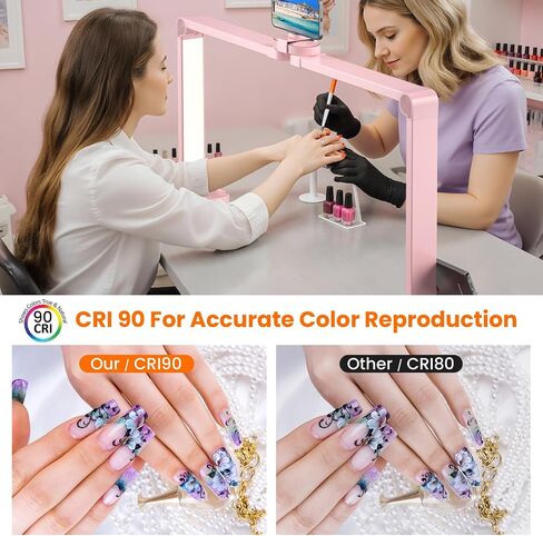 Nail Light for Desk,34 Inch 48W Half Moon Light-Adjustable 3000K-6000K Color Temp, 0-100% Brightness,Nails lamp with Phone Stand,for Nails Art,Tattoo,Eyebrow,Beauty,Reading,Salon in Saudi Arabia