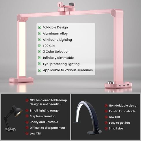 Nail Light for Desk,34 Inch 48W Half Moon Light-Adjustable 3000K-6000K Color Temp, 0-100% Brightness,Nails lamp with Phone Stand,for Nails Art,Tattoo,Eyebrow,Beauty,Reading,Salon in Saudi Arabia