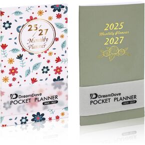 Planner 2025-2027 Pocket Monthly Planner Slanner Size Size Mini Pocket Planner Planner مع اقتباسات اليومية كتاب أجندة أجندة مثالية للمحفظة والتخطيط والتنظيم والمكتب باستخدام زهرة 1PCS in Kuwait