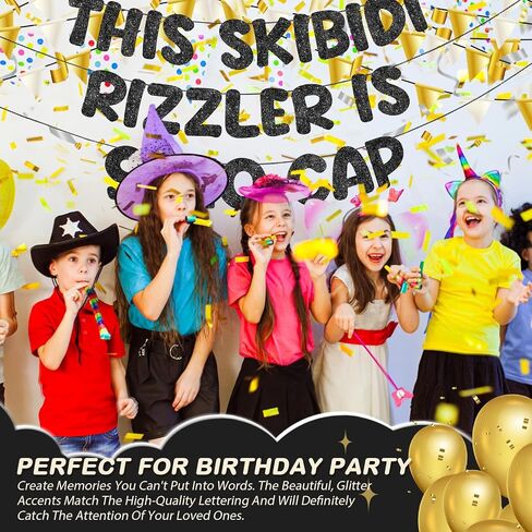 Fulmoon Pre Strung This Skibidi Rizzler Is 13 No Cap Glitter Banner 13th Birthday Party Decorations, Funny Birthday Sign, Party Supplies, Ideas, Gifts(Dark Blue) in Saudi Arabia