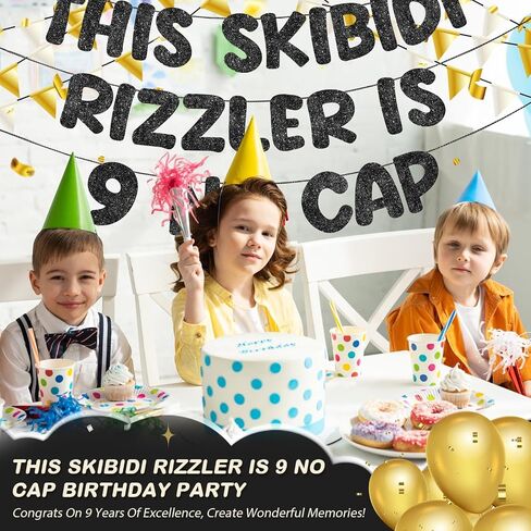 Fulmoon Pre Strung This Skibidi Rizzler Is 13 No Cap Glitter Banner 13th Birthday Party Decorations, Funny Birthday Sign, Party Supplies, Ideas, Gifts(Dark Blue) in Saudi Arabia