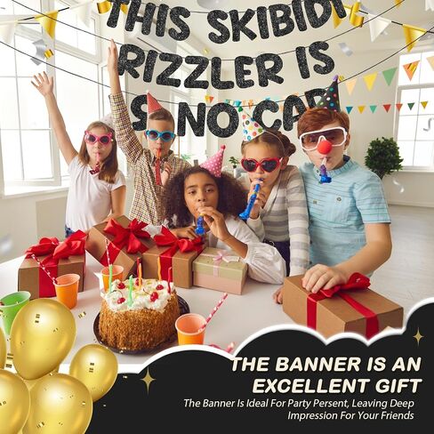 Fulmoon Pre Strung This Skibidi Rizzler Is 13 No Cap Glitter Banner 13th Birthday Party Decorations, Funny Birthday Sign, Party Supplies, Ideas, Gifts(Dark Blue) in Saudi Arabia