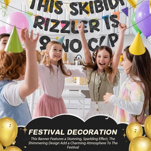 Fulmoon Pre Strung This Skibidi Rizzler Is 13 No Cap Glitter Banner 13th Birthday Party Decorations, Funny Birthday Sign, Party Supplies, Ideas, Gifts(Dark Blue) in Saudi Arabia