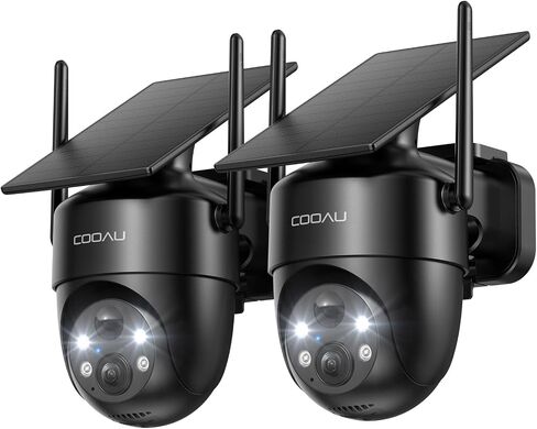 COOAU Solar Security Cameras Wireless Outdoor – Low-Light Rechargeable​​, Easy to Install, 2K 360° Camera for Home Security, Surveillance Cam with AI Smart Detection, Wi-Fi 6, Color Night Vision, IP66 in Saudi Arabia