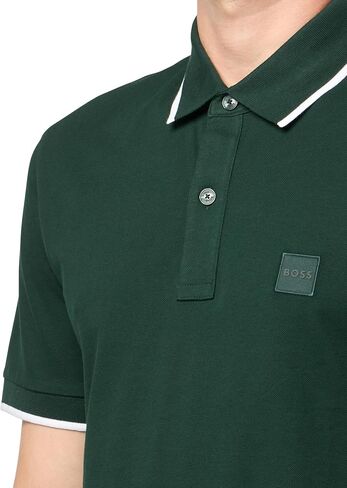 Boss ، Square Patch Logo Slim Fit Cotton Cotton Polo Sirt ، Brown Rust ، L. in Kuwait