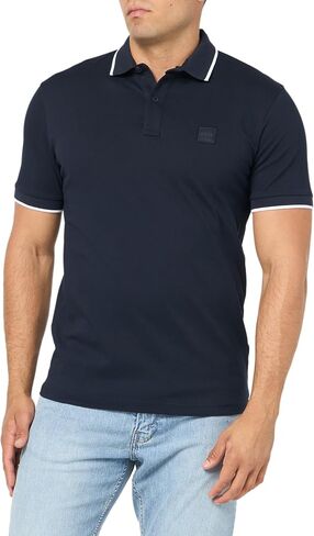 Boss ، Square Patch Logo Slim Fit Cotton Cotton Polo Sirt ، Brown Rust ، L. in Kuwait