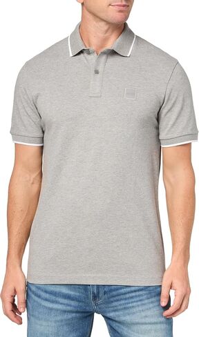 Boss ، Square Patch Logo Slim Fit Cotton Cotton Polo Sirt ، Brown Rust ، L. in Kuwait