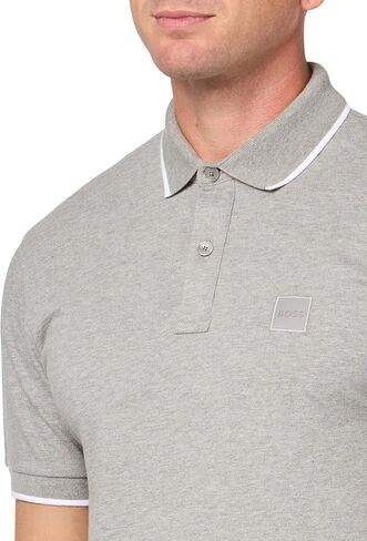 Boss ، Square Patch Logo Slim Fit Cotton Cotton Polo Sirt ، Brown Rust ، L. in Kuwait