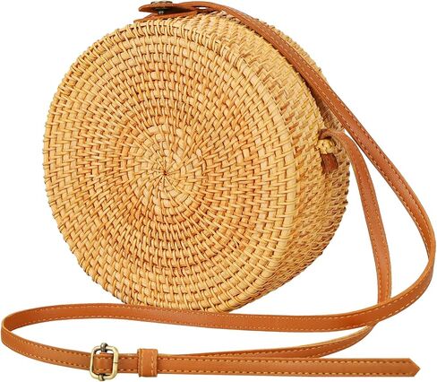 Handwoven Round Rattan Bag Purse for Women, Tote Basket Circle Boho Bag Bali in Saudi Arabia