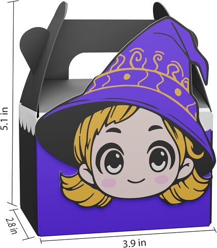 Giphtkom 24pcs لطيف هالوين صناديق الحلوى - خدعة أو علبة الصناديق للوجبات الخفيفة Goodie Toys و Gifts ، 4 من Witch Ghost Ghost Witch و Cat For Kids Halloween Party Forms Supplies Supplies in Saudi Arabia