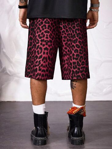 Men's Leopard Bermuda Shorts Cheetah Casual Summer Knee Length Loose Shorts in Saudi Arabia
