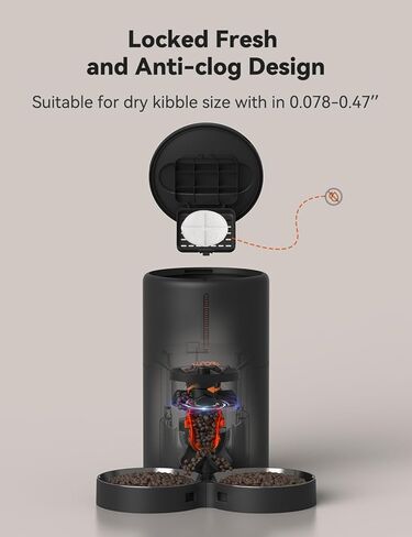 WOPET Automatic Cat Feeder with Camera for Two Cats, 5G WiFi Dog Feeder, 1080p HD Automatic Pet Feeder with Night Vision for Cat & Dog, SD Card Storage & 2-Way Audio in Kuwait