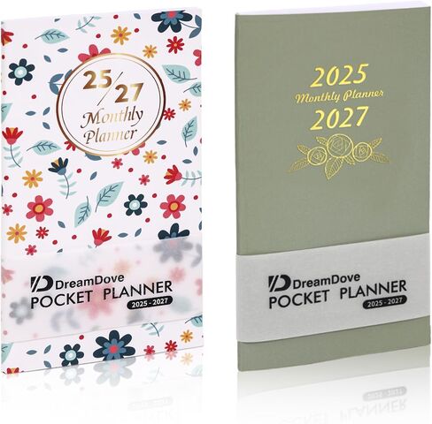Planner 2025-2027 Pocket Monthly Planner Slanner Size Size Mini Pocket Planner Planner مع اقتباسات اليومية كتاب أجندة أجندة مثالية للمحفظة والتخطيط والتنظيم والمكتب باستخدام زهرة 1PCS in Kuwait