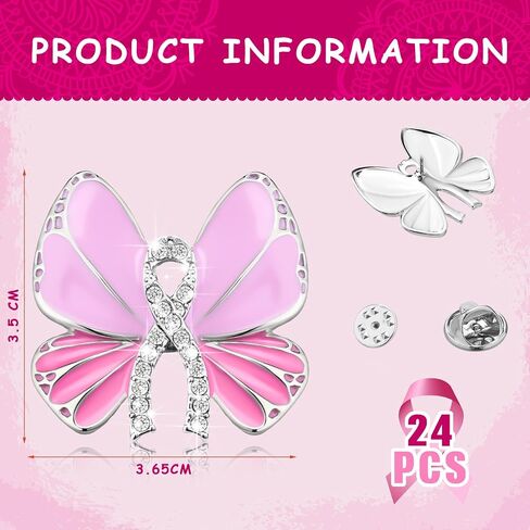 Lyrow 24 PCS Pink Prich Cancer Pins Brach Cancer Cancer Angel Lapel Pin Associory in Saudi Arabia