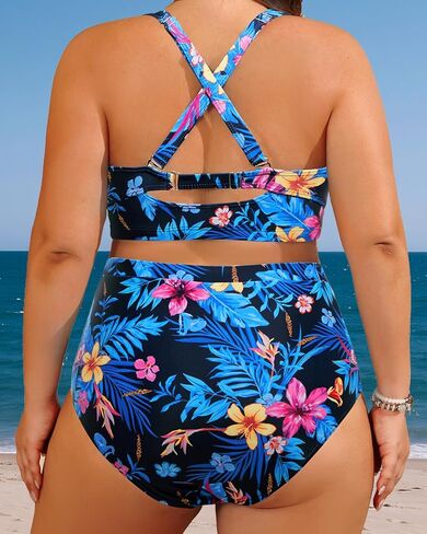 Daci Plus Size High Waisted Bikini - Women Two Piece Swimsuits Tummy Control Bathing Suits with Drawstring Ruched Bottom 2025 in Saudi Arabia