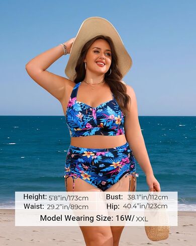 Daci Plus Size High Waisted Bikini - Women Two Piece Swimsuits Tummy Control Bathing Suits with Drawstring Ruched Bottom 2025 in Saudi Arabia