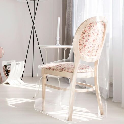 LAMINET New & Improved Deluxe Heavy-Duty Waterproof Spill Resistant Removable Crystal-Clear Plastic Adjustable Patented Chair Seat Protector - Fits Chair Seats Up to 21″ x 21″ - Set of 4 in Kuwait
