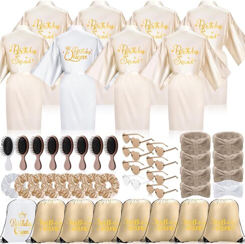 Coume 48 قطعة من أردية عيد الميلاد للنساء Queen Squad Robe النظارات الشمسية Scrunchie عصابات الرأس مشط حقيبة لعيد الميلاد in Kuwait