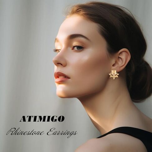 Atimigo فاتحة أزرق راينستون الكريستال إسقاط الأقراط الأنيقة hypoallergenic baby الأزرق الأزرق الأقراط in Kuwait