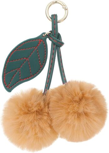 Thinp Pom Pom Keychain Cute Cherry Keychain Fluffy Accessories Cherry Bag Charms Purse Charms Car Bag Charm Handbags Pendant for Women Girl Birthday Christmas Gifts Stocking Stuffers in Saudi Arabia
