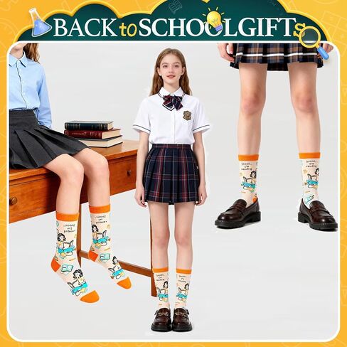 HAPPYPOP Fun Socks for Teen Girls, Book Lover Gifts for Women, Book Reading Gifts for Book Lovers Readers, Book Socks Stocking Stuffers in Saudi Arabia
