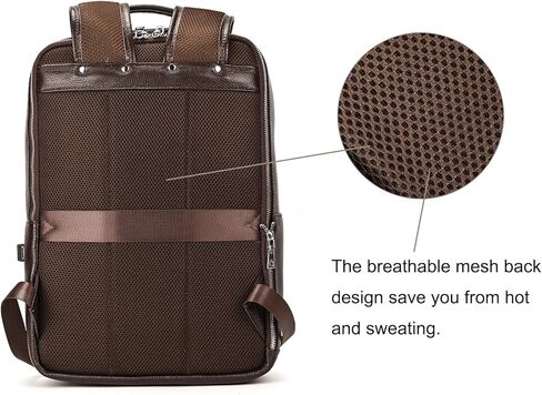 Genuine Leather Backpack for Men, Casual Shoulder Bag Multi Pockets Daypack 15.6 Inch Laptop Bag for Travel Business Outdoor in Kuwait