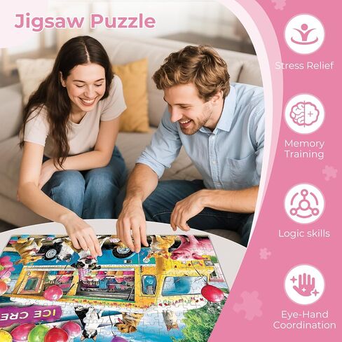 300 Pieces Puzzles for Adults,Seaside Flower Shop & Cat Puzzle for Adult,300 Pieces Puzzles for Adults Large Piece,Summer Puzzle for Kids Ages 8-10,Challenging Family Game, 20.5 x 15 in in Saudi Arabia