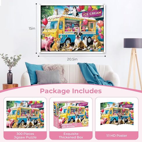300 Pieces Puzzles for Adults,Seaside Flower Shop & Cat Puzzle for Adult,300 Pieces Puzzles for Adults Large Piece,Summer Puzzle for Kids Ages 8-10,Challenging Family Game, 20.5 x 15 in in Saudi Arabia