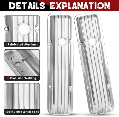Aluminum Tall Valve Covers for Chevy SBC 1958-1986 283 302 305 327 350 383 400 Engine Small Block Black Coated Valve Covers in Kuwait