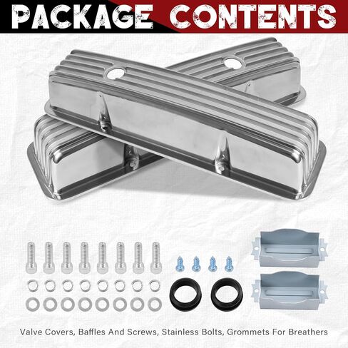Aluminum Tall Valve Covers for Chevy SBC 1958-1986 283 302 305 327 350 383 400 Engine Small Block Black Coated Valve Covers in Kuwait