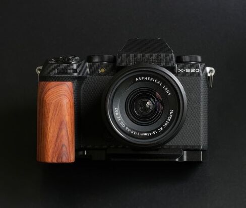 Handmade Wood Hand Grip Holder Handle for X-S20 XS20 Camera with Alloy Baseplate (Ebony(Black Alloy Base)) in Kuwait