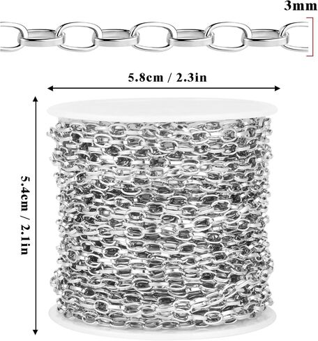 33FT Gold Paperclip Chain Jewelry 2MM 18K Gold PVD Plated Stainless Steel Paperclip Link Chain Roll Bulk for Jewelry Making in Kuwait