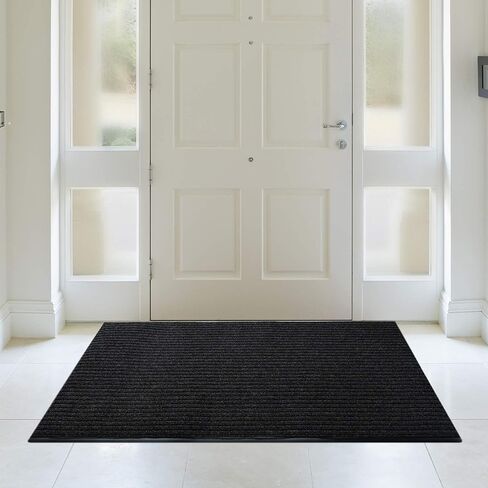 iCustomRug Heavy Duty Interior/Exterior Waterproof Utility Ribbed Vinyl Back Runner, 70 Sizes for Doorway, Balcony, Hallway, Commercial Space 4' X 52' Charcoal in Saudi Arabia