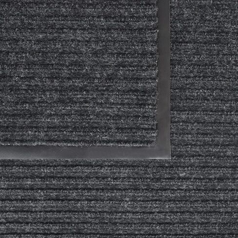 iCustomRug Heavy Duty Interior/Exterior Waterproof Utility Ribbed Vinyl Back Runner, 70 Sizes for Doorway, Balcony, Hallway, Commercial Space 4' X 52' Charcoal in Kuwait
