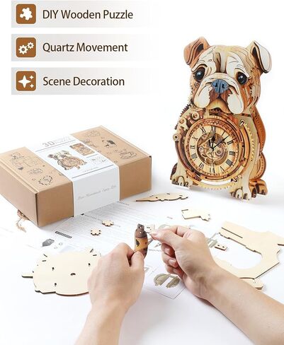 3D Wooden Puzzles for Adults, Phoenix Wall Clock DIY Set, Beginner 37 Pcs Wooden Puzzles, Creative Gift Ideas for Adults Teens in Kuwait