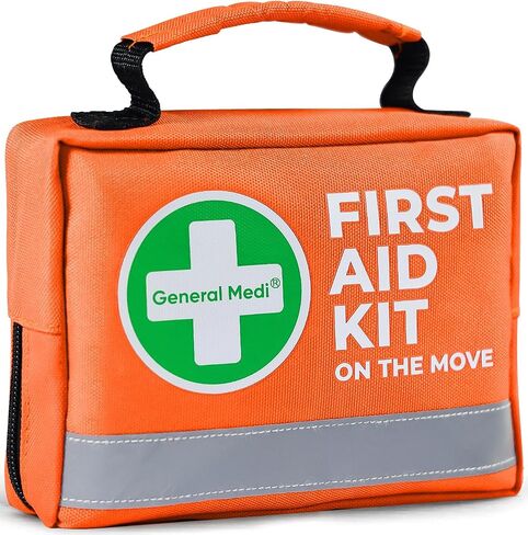 General Medi First Aid Kit - 150 Pieces Small Compact First Aid Kit Bag - Includes Instant Cold Pack, Emergency Blanket for Travel, Home, Office, Vehicle, Camping in Kuwait