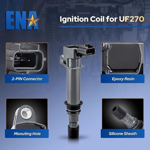 حزم ملف الإشعال ENA UF270 4.7 V8 وشمعات الإشعال المتوافقة مع 2000 2001 2002 2003 2004 2005 2006 2007 دودج دورانجو رام 1500 داكوتا جيب جراند شيروكي مجموعة من 8 in Saudi Arabia