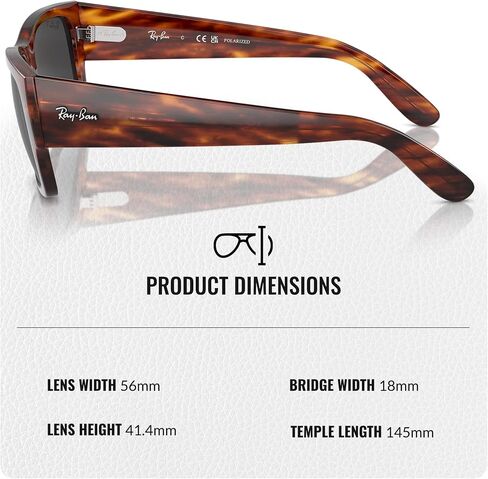 Ray-Ban RB0947S CARLOS RESTANGLE شكل نظارة شمسية مع حزمة مجموعة النظارات الرسمية in Kuwait