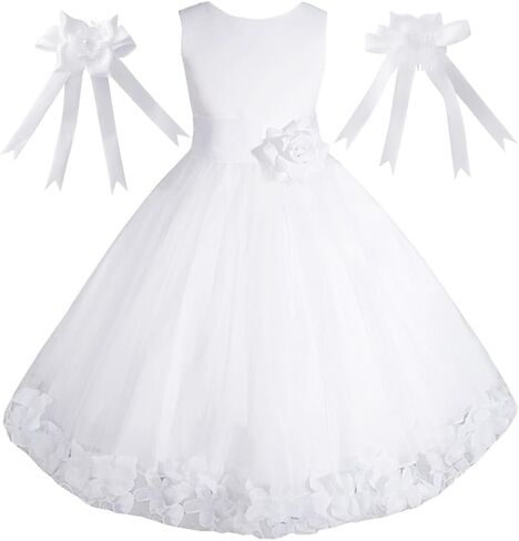 Free Hair Bow Made in USA 2-16 Years Flower Girl Communion Pageant Easter Wedding Dress in Saudi Arabia