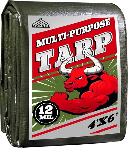 Tarp 12x20 ft Heavy Duty 12mil 100% Waterproof High Durability Multipurpose,Uv Resistant,White Tarp Suitable for Swimming Pools, Boats, Camping, Courtyards, Etc -by MVPNET in Saudi Arabia