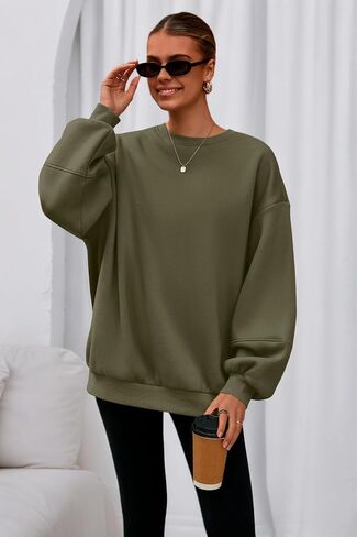 PRETTYGARDEN Oversized Sweatshirt for Women Fall Long Sleeve Crewneck Fleece Loose Fit Casual Pullover Tops Fashion Clothing in Saudi Arabia