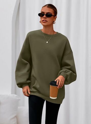 PRETTYGARDEN Oversized Sweatshirt for Women Fall Long Sleeve Crewneck Fleece Loose Fit Casual Pullover Tops Fashion Clothing in Saudi Arabia